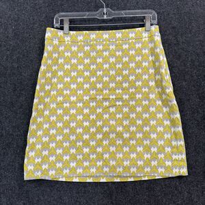 Banana Republic Milly Collection Skirt Women's 6 Yellow White Geometric Print